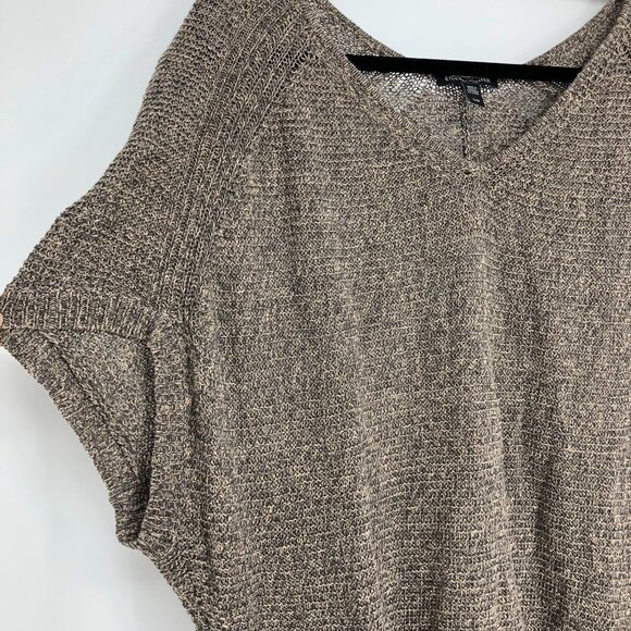 Eileen Fisher Brown Linen Knit Short Dolman Sleeve Top Sweater Relaxed  fit L - Picture 2 of 13